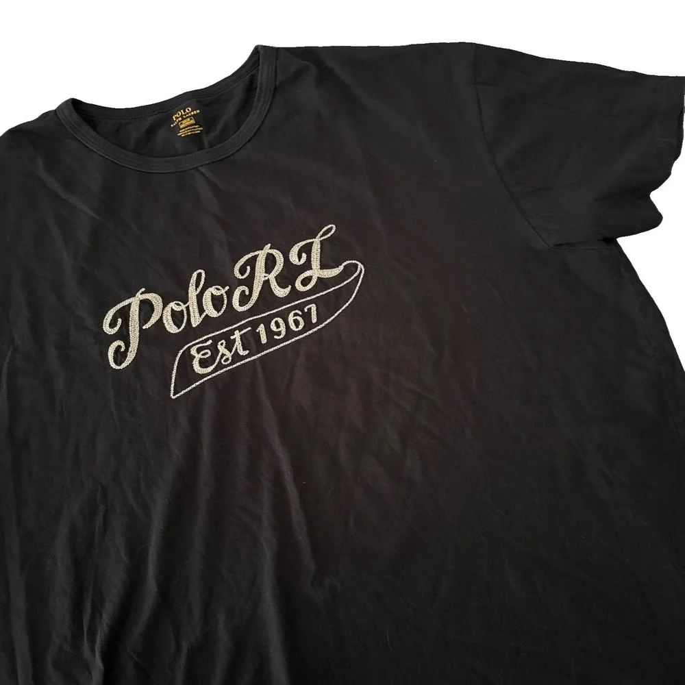 Polo Ralph Lauren T-Shirt Mens 3XB Black Embroidered Polo RL Est 1967 cotton